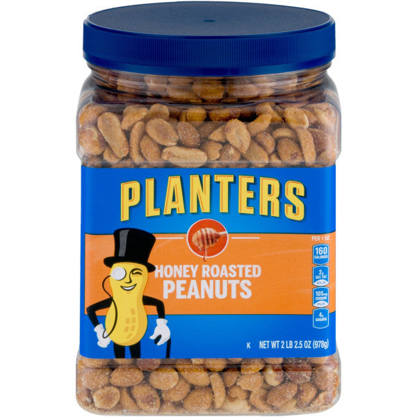 PLANTERS® Dry-Roasted Honey Peanuts, 34.5 Oz Tub