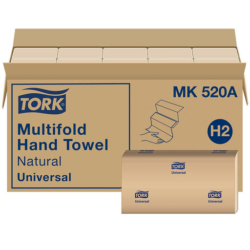 Tork Multifold Hand Towel Natural H2, Universal, 100% Recycled Fibers, 16 X 250 Sheets, MK520A