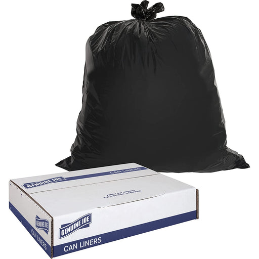 GJO01535 Heavy Duty Low-Density Puncture Resistant Can Liner, 60 Gallon Capacity, 56" Length X 39" Width X 1.50 Mil Thickness, Black (Box of 50)